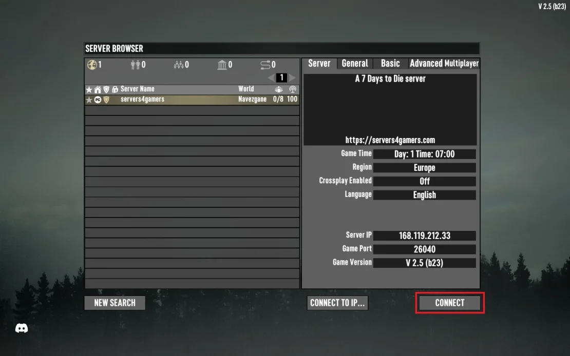 7 days to die server connect