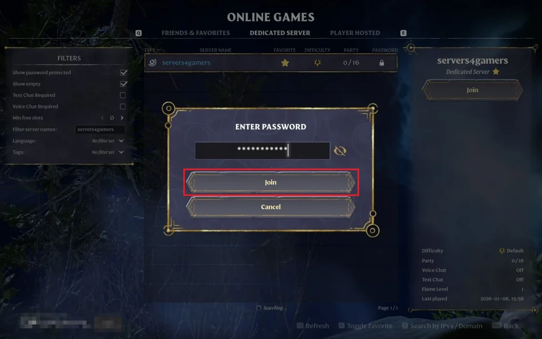 enshrouded server password
