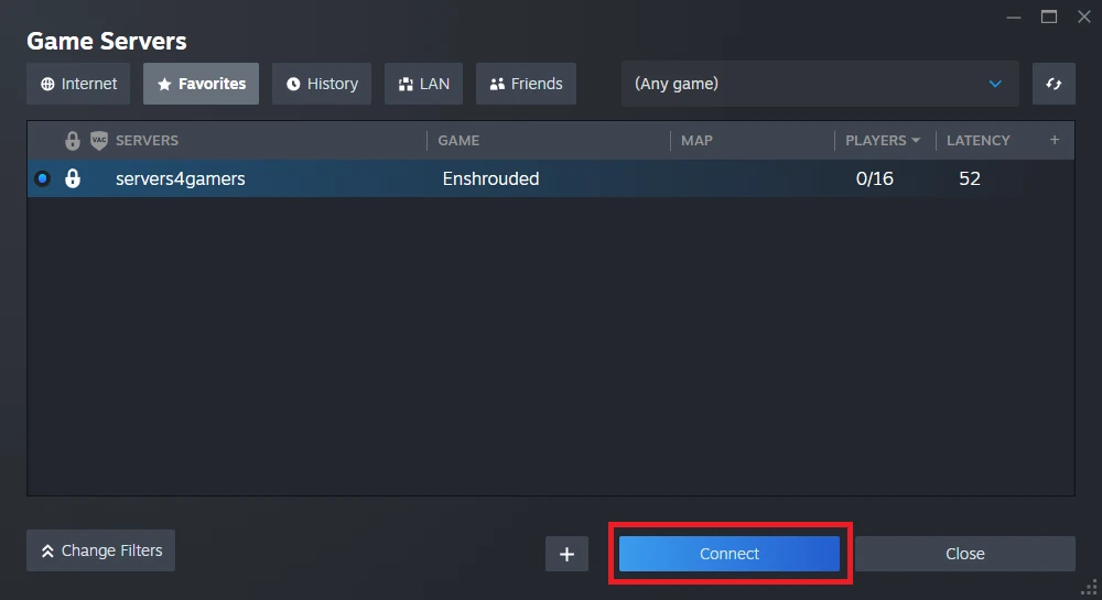 steam connect to server