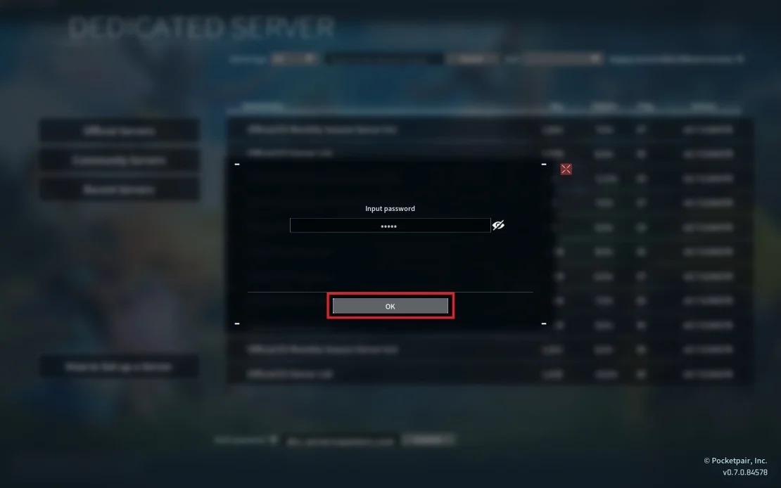 palworld input password