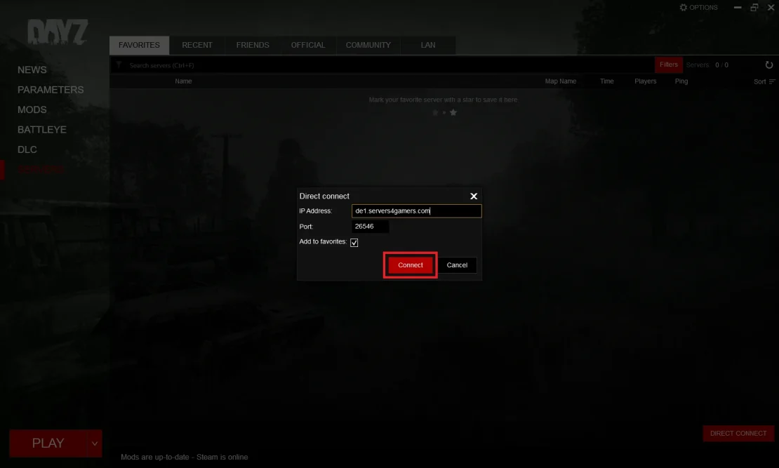 dayz direct connect server