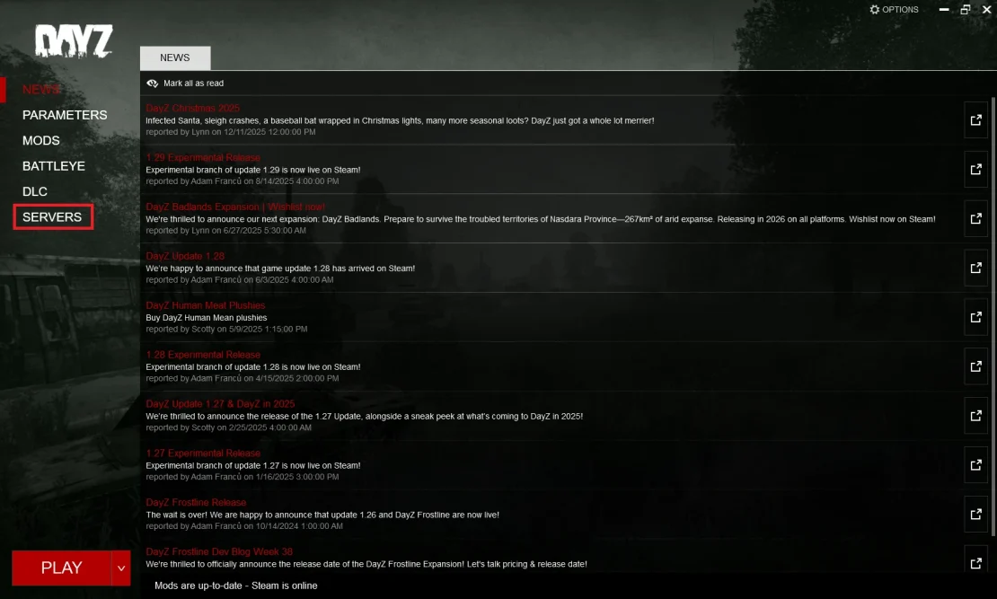 dayz main menu