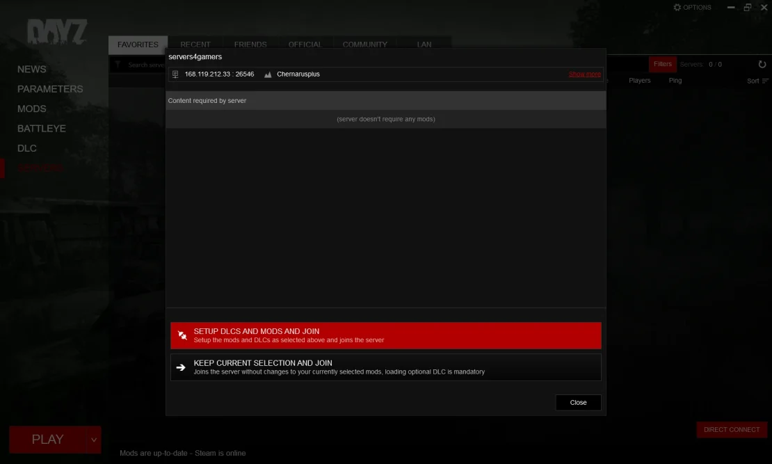 dayz setup dlcs and mods