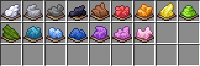 all dyes in minecraft