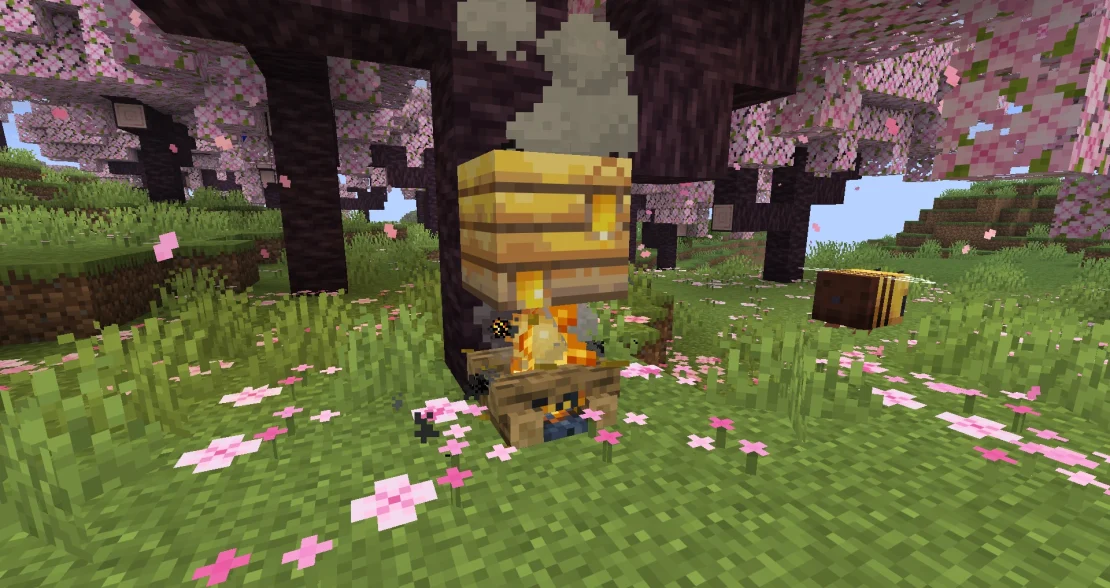 campfire under bee nest minecraft
