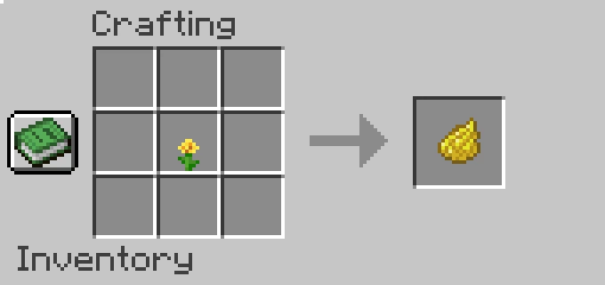 yellow dye recipe in minecraft using dandelion