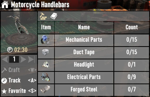 7 days to die motorcycle handlebars