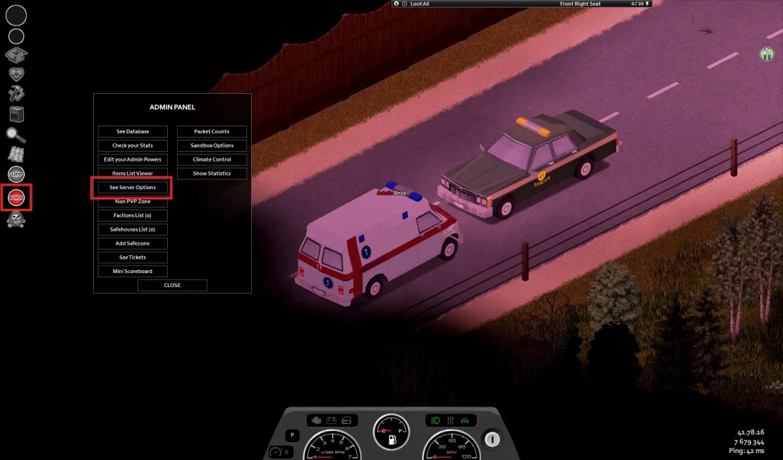 project zomboid see server options