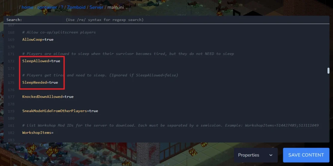 project zomboid sleep allowed options