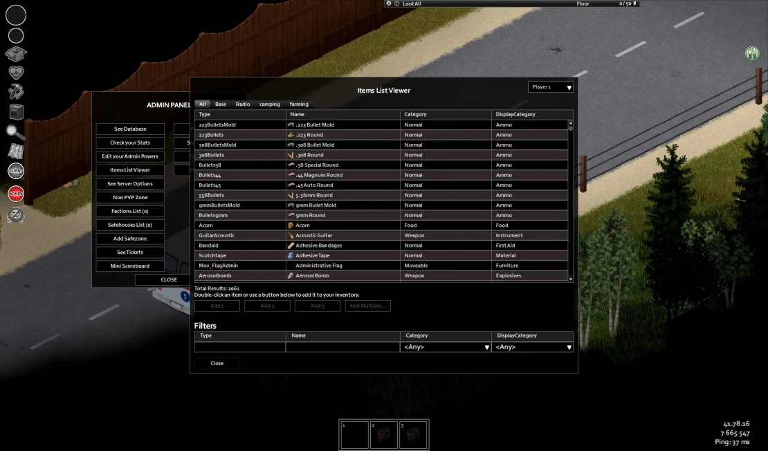 project zomboid spawn items