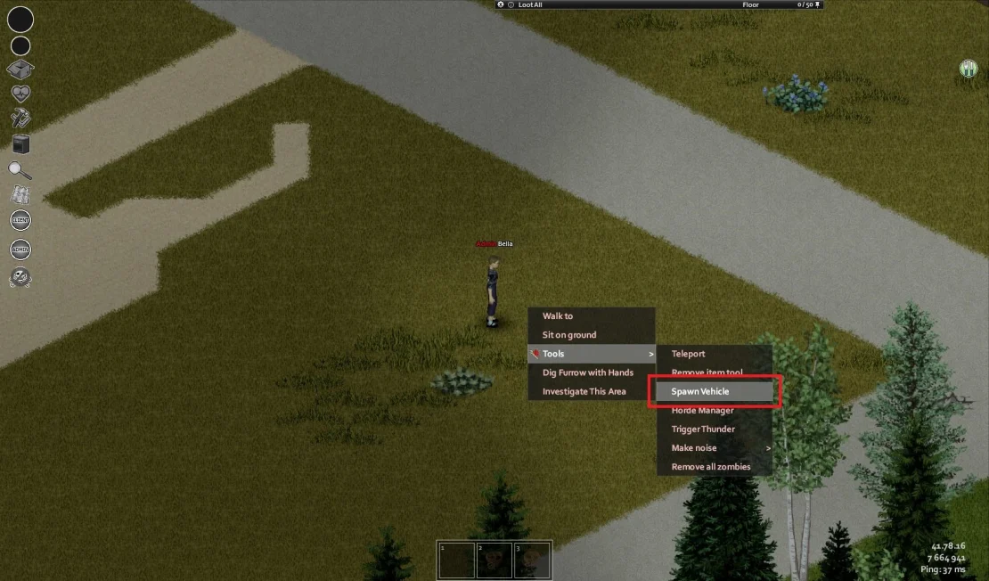 project zomboid spawn vehicle