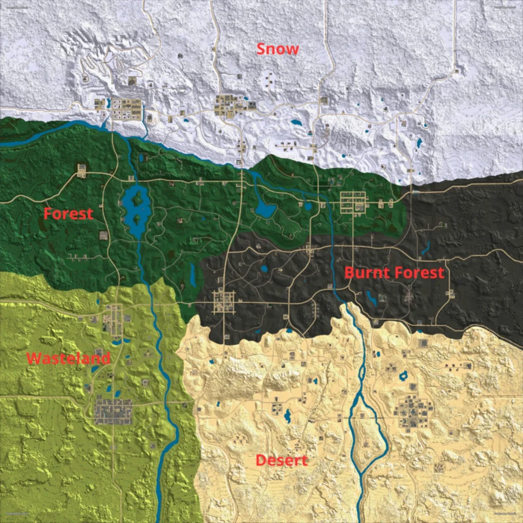 7 days to die biomes map