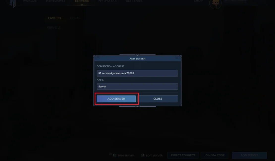 hytale add server