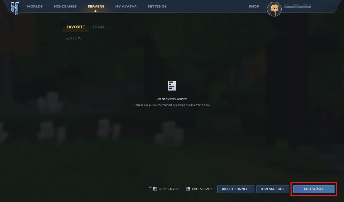 hytale add server to favorites