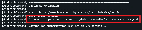 hytale server authorization server console