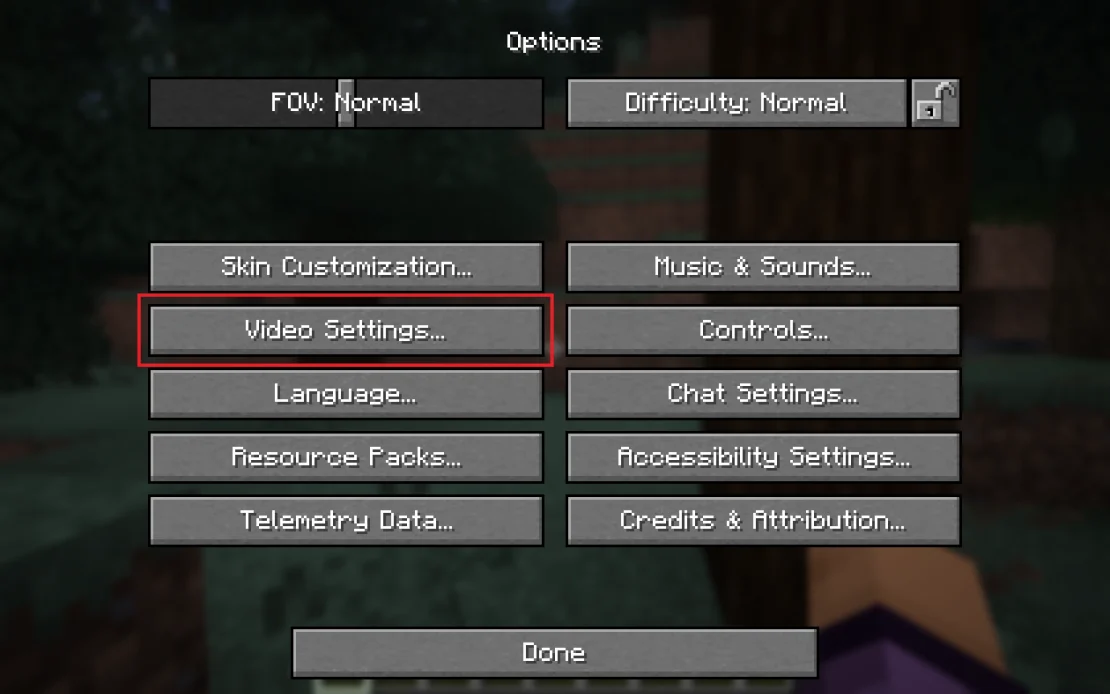 minecraft video settings