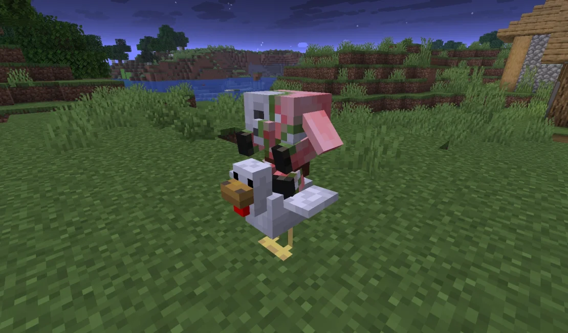 zombiefied piglin chicken jockey minecraft