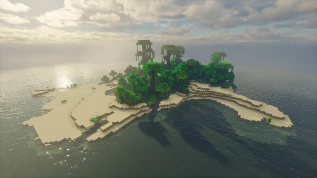 Spawn on a Island with a rare jungle biome in Minecraft