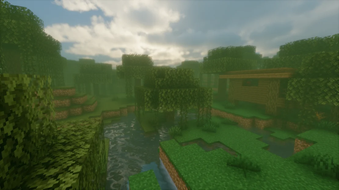 Spawn near a Witch Hut in the middle of a swamp biome in Minecraft