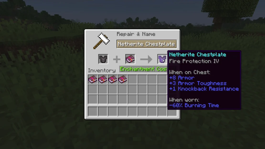 chestplate with fire protection enchantment minecraft