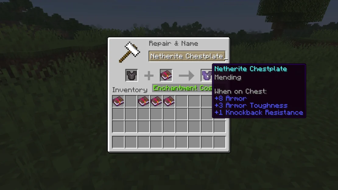 chestplate with mending enchantment minecraft