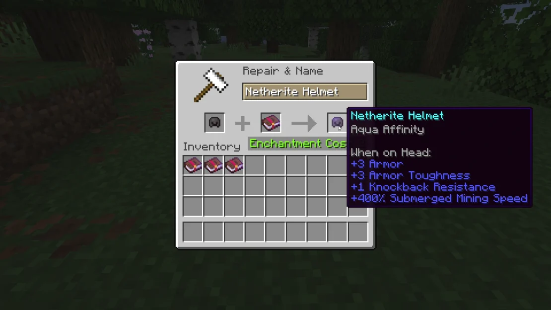 helmet with aqua affinity enchantment minecraft