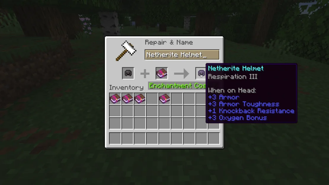 helmet with respiration enchantment minecraft
