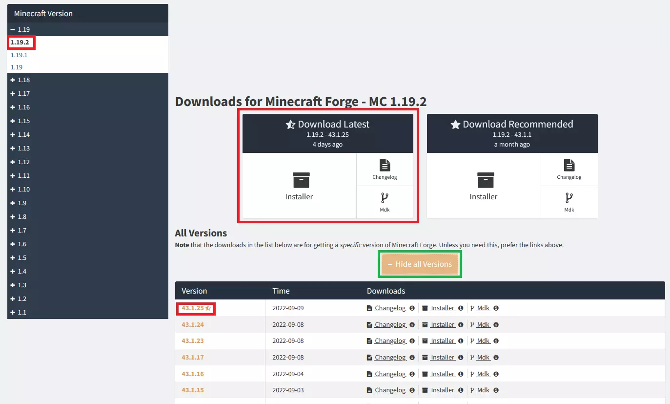 How to change Minecraft Forge version 4