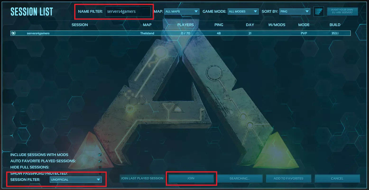 How to connect ARK server 8