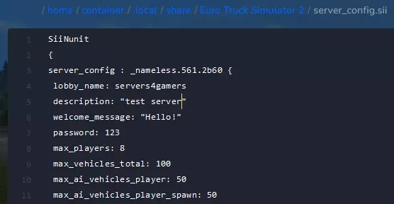 How to configure Euro Truck Simulator 2 server